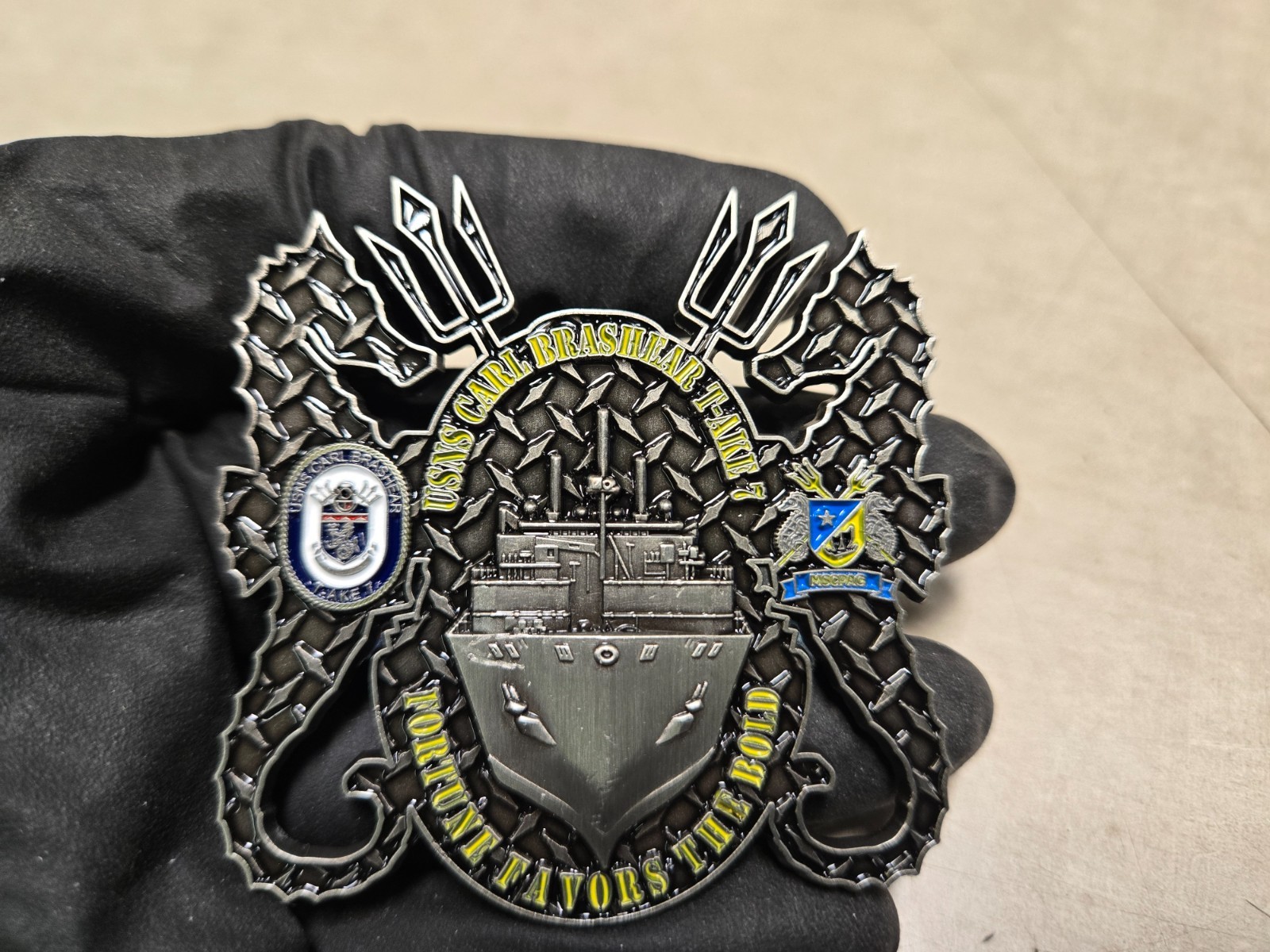 RARE USNS Carl Brashear T-AKE 7 Challenge Coin Beautiful RARE USNS Carl Brashear T-AKE 7 Challenge Coin Beautiful