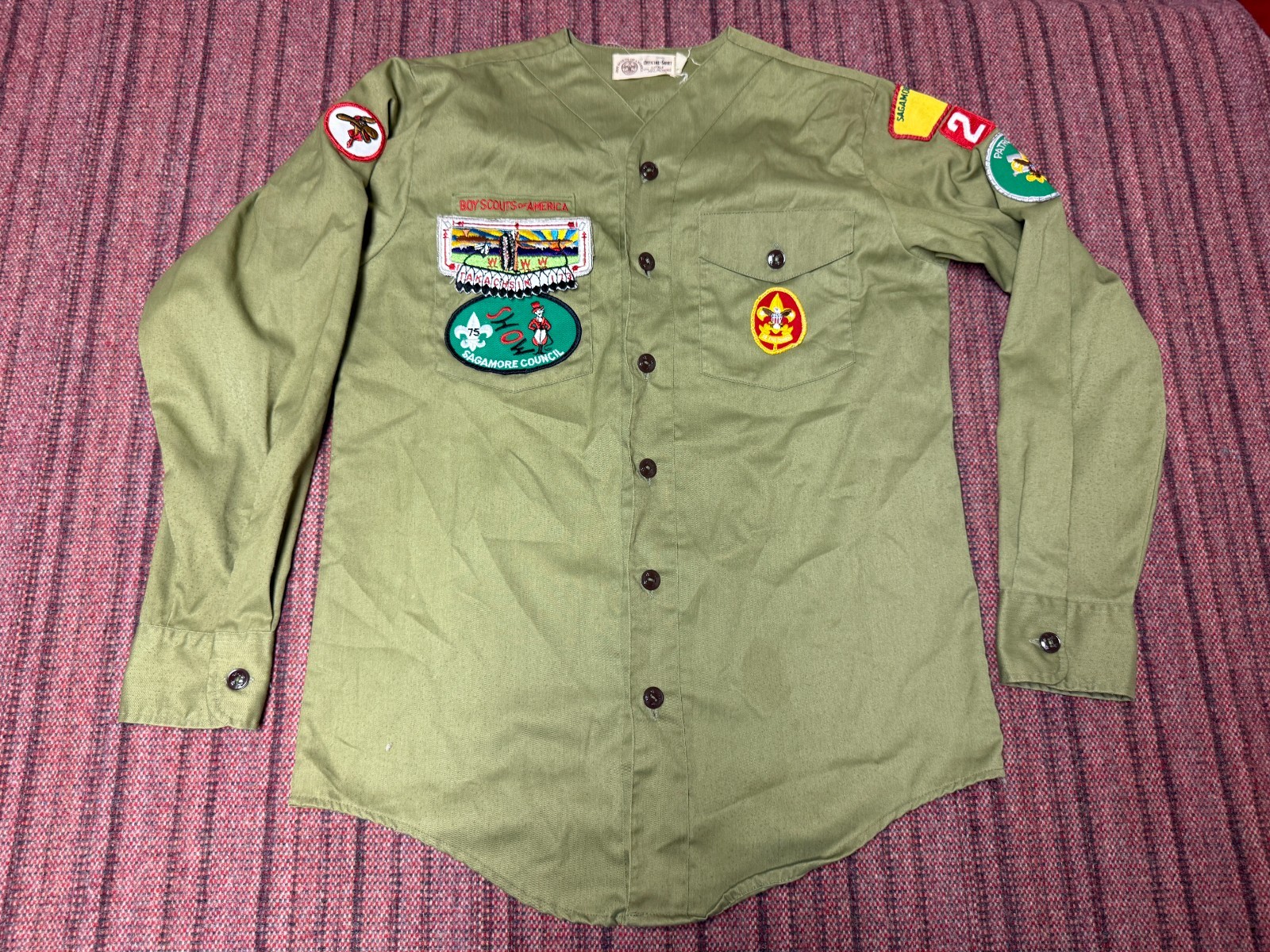 MENS USED VINTAGE 70S BSA BOY SCOUTS PATROL LEADER PATCHES SHIRT SIZE XS/SMALL MENS USED VINTAGE 70S BSA BOY SCOUTS PATROL LEADER PATCHES SHIRT SIZE XS/SMALL