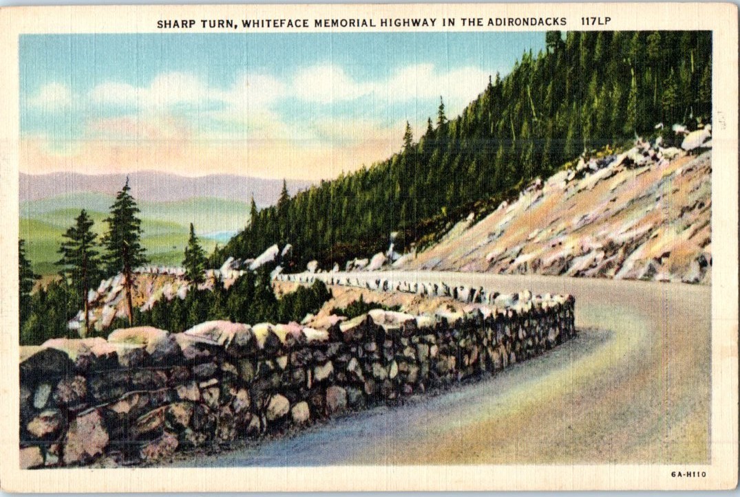 Vintage Postcard 1936 Sharp Turn, Whiteface Mt Memorial Highway, Adirondacks, NY Vintage Postcard 1936 Sharp Turn, Whiteface Mt Memorial Highway, Adirondacks, NY