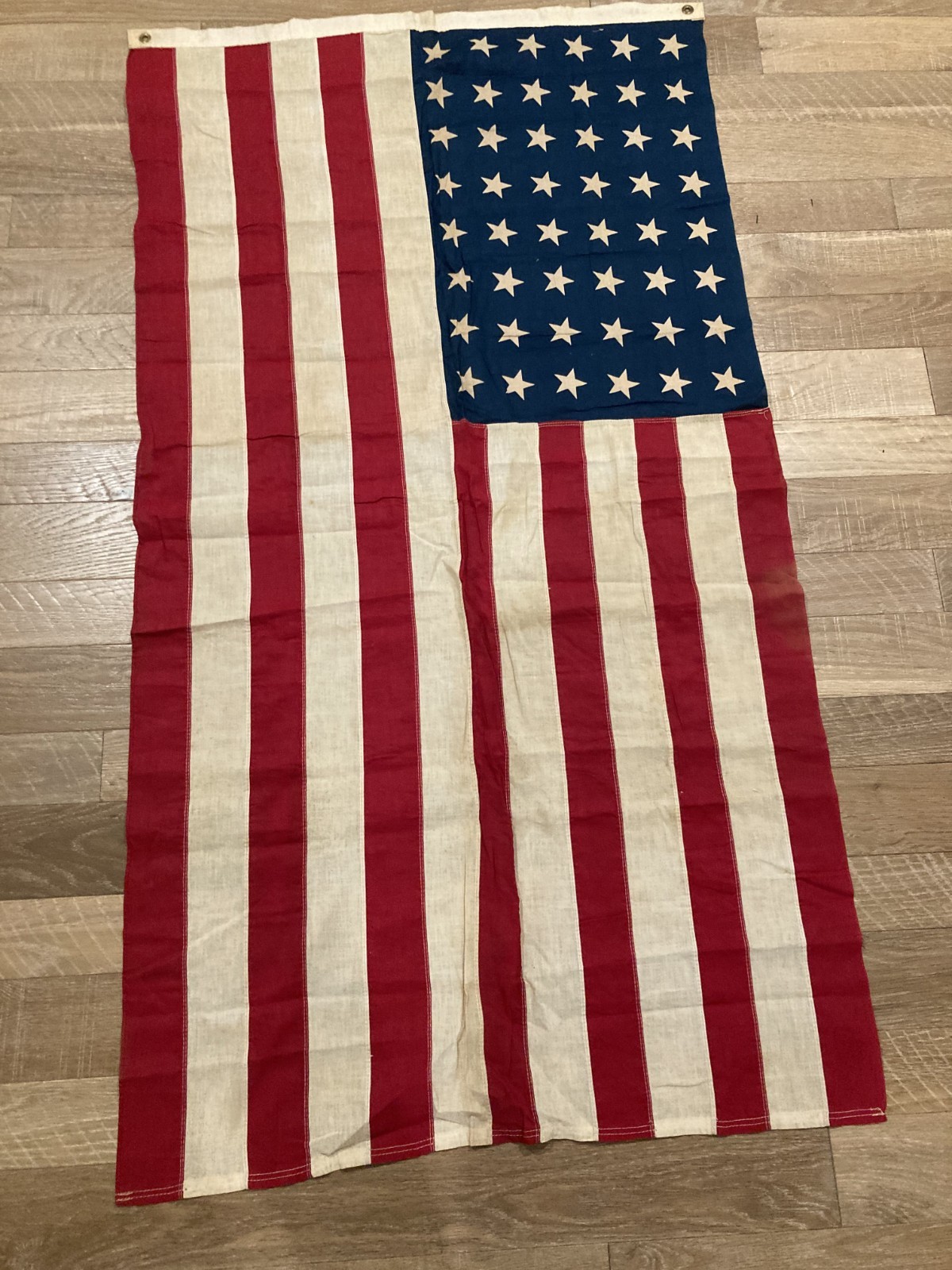 Vintage 48 Star American Flag Cotton Bunting 1912-1959 Era 58"x32"