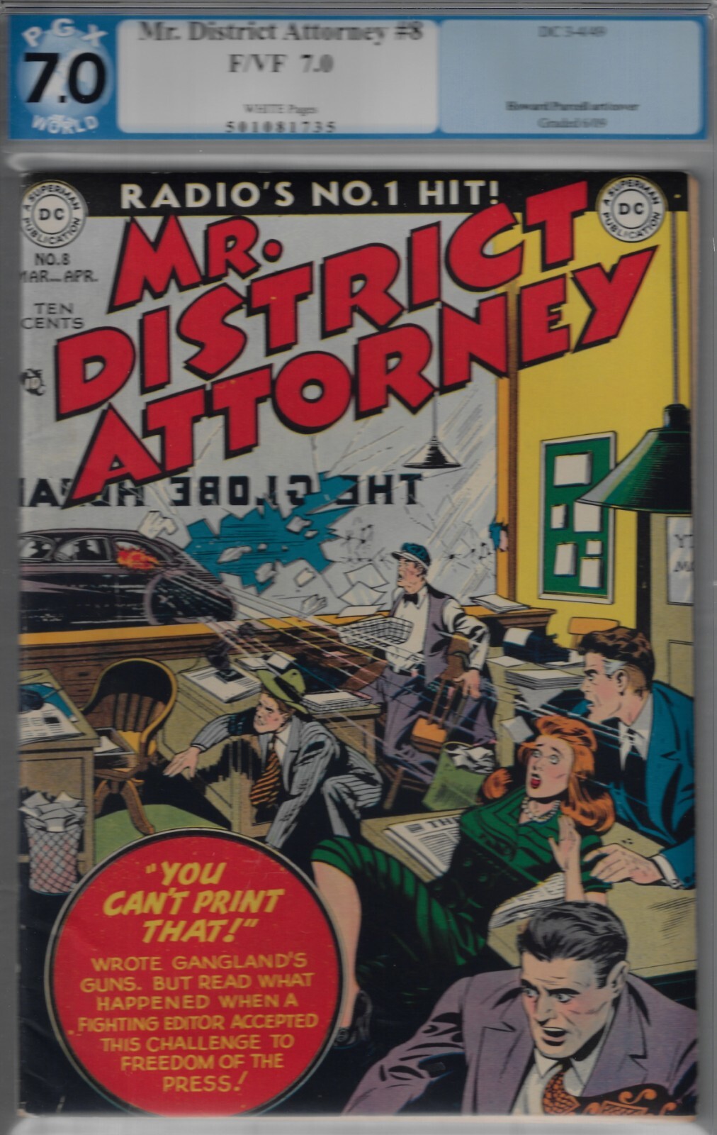 MR. DISTRICT ATTORNEY #8- PGX 7.0 FINE/VERY FINE 1949 DC COMIC-CRIME MR. DISTRICT ATTORNEY #8- PGX 7.0 FINE/VERY FINE 1949 DC COMIC-CRIME