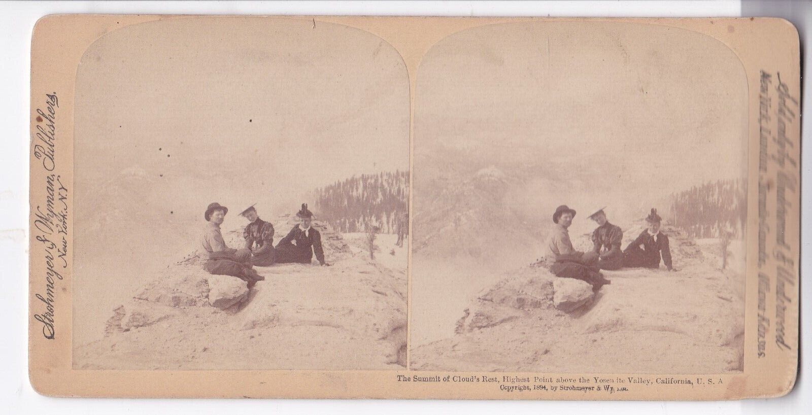 STEREOVIEW SUMMIT OF CLOUDS REST,HIGHEST POINT ABOVE YOSEMITE VALLEY CA,1894 