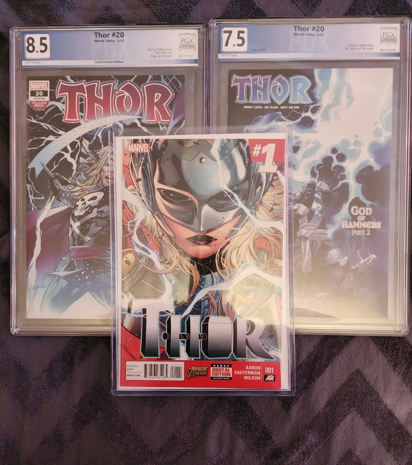 Thor 20 PGX 7.5 Cover A & PGX 8.5 Land Variant with Thor #1 First Jane Foster🔑