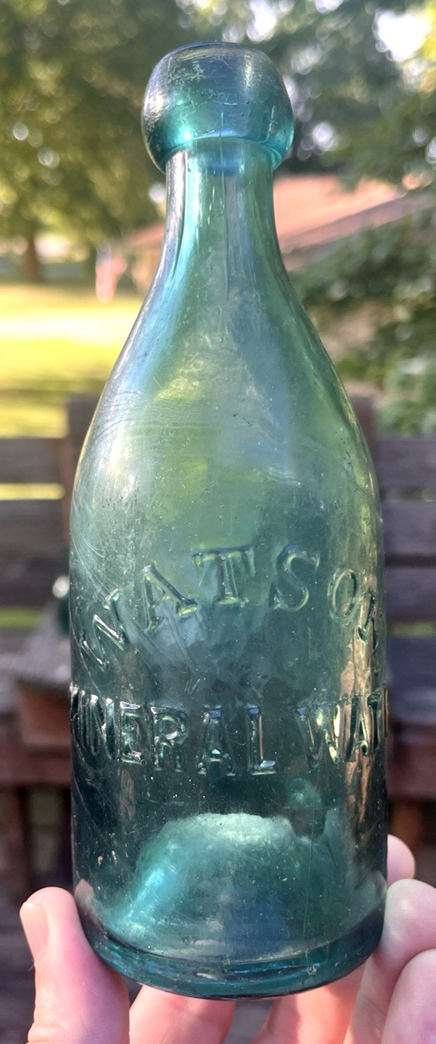 NICE DARK AQUA IRON PONTIL BLOB WATSON MINERAL WATER BOTTLE PHILA 1850s ERA L@@K NICE DARK AQUA IRON PONTIL BLOB WATSON MINERAL WATER BOTTLE PHILA 1850s ERA L@@K