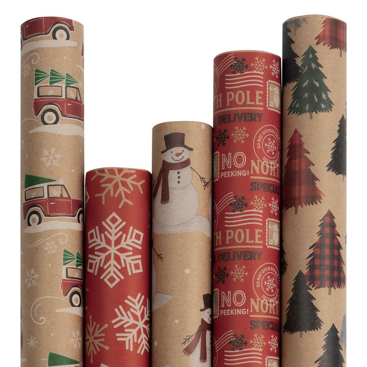 JAM Paper Christmas Kraft Gift Wrap - 125 Sq Ft - 5 Rolls/Pack JAM Paper Christmas Kraft Gift Wrap - 125 Sq Ft - 5 Rolls/Pack