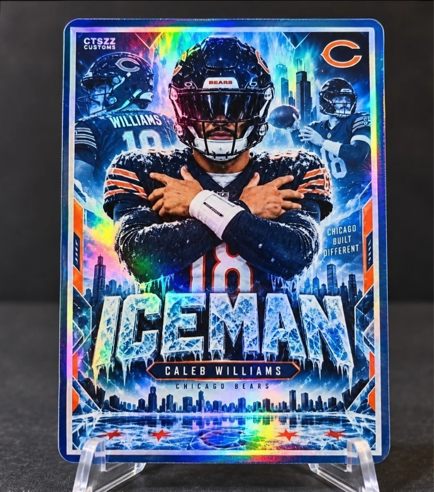 Caleb Williams Custom Art Card Chicago Bears Iceman Holographic #18 Caleb Williams Custom Art Card Chicago Bears Iceman Holographic #18