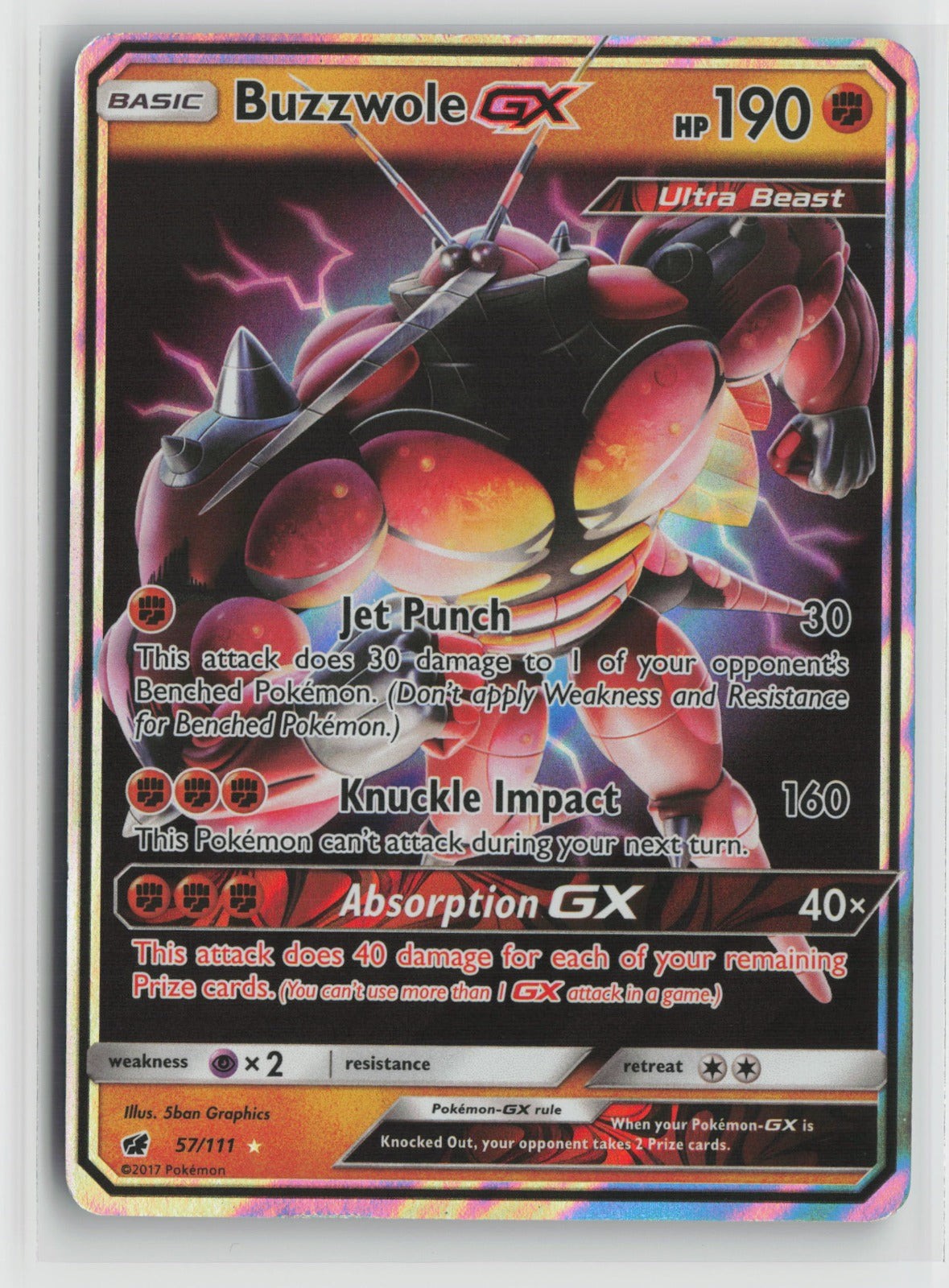 Buzzwole GX Ultra Rare Holo SM04 57/111 NM Buzzwole GX Ultra Rare Holo SM04 57/111 NM