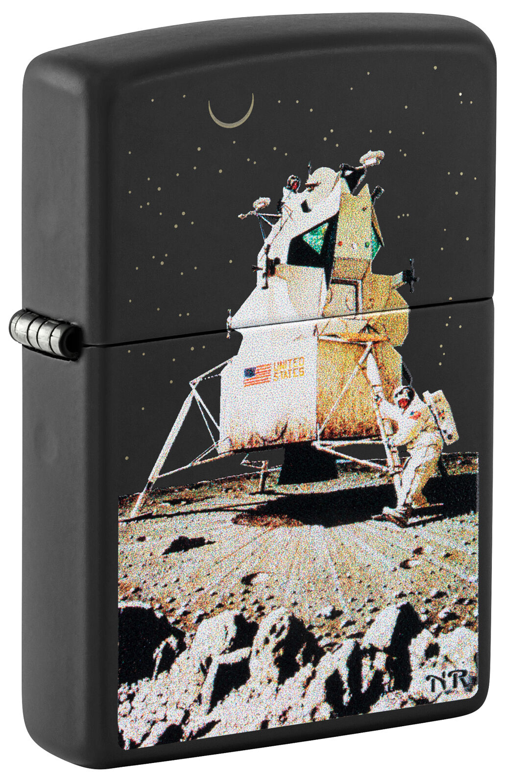 Zippo Norman Rockwell Man on the Moon Black Matte Windproof Lighter, 48699