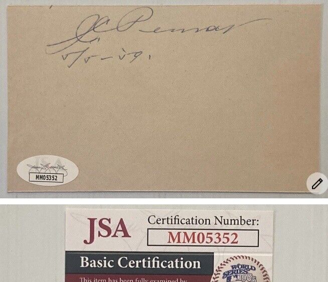 Entrepreneur JC J.C. Penney Signed Autograph 3x5 Cut Signature - JSA - FREE S&H