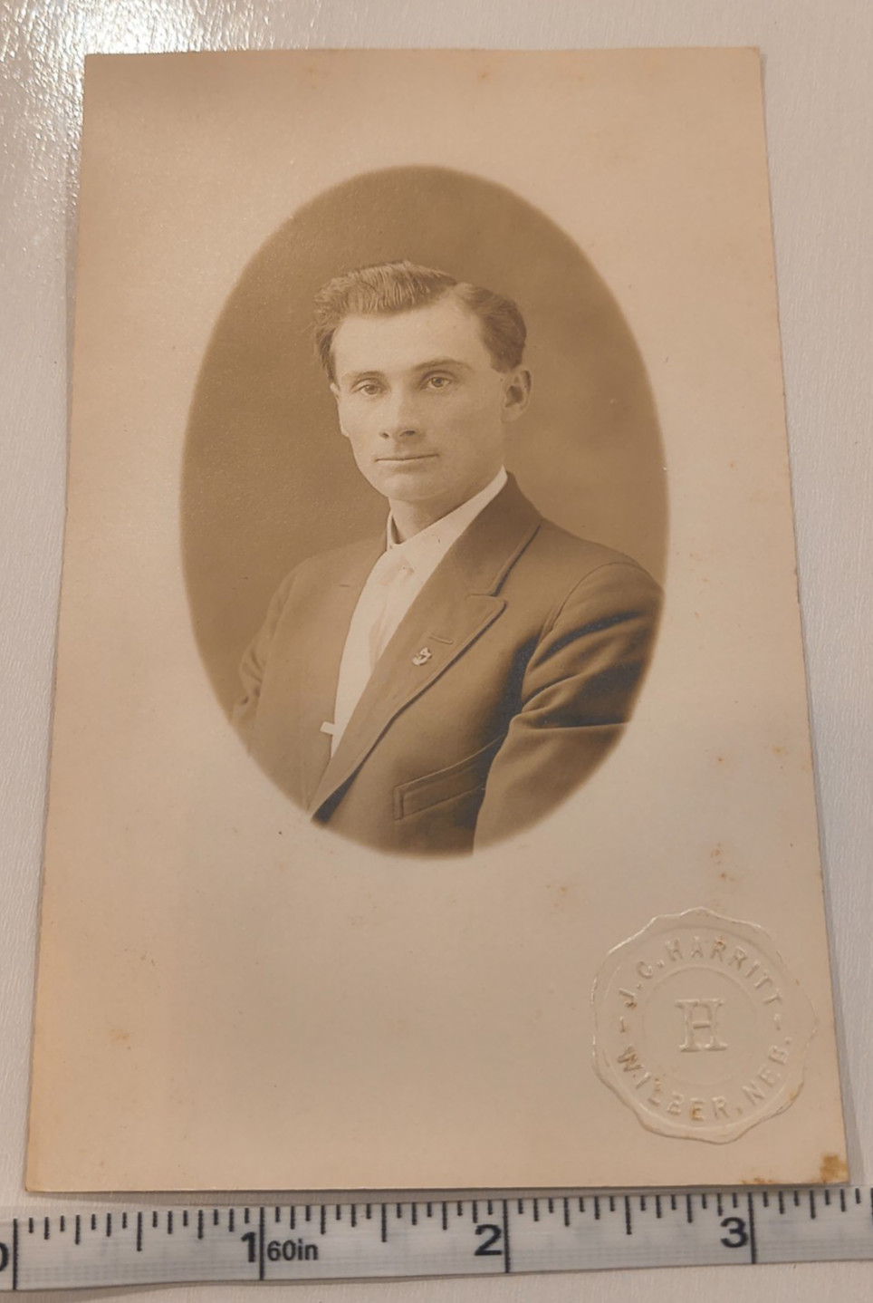 RPPC Portrait Eman Sysel Dorchester Wilber Nebraska Photographer Harritt 1915 RPPC Portrait Eman Sysel Dorchester Wilber Nebraska Photographer Harritt 1915