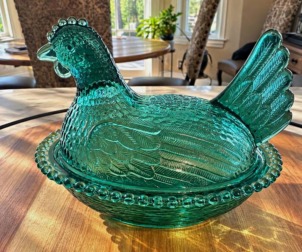Rare Hard To Find Indiana Glass Evergreen Hen On Nest Rare Hard To Find Indiana Glass Evergreen Hen On Nest