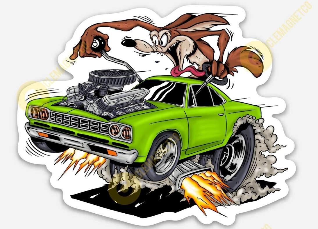 Muscle Car MAGNET - Ratfink Style Road Runner cartoon Show Rat Fink Odd Rods Muscle Car MAGNET - Ratfink Style Road Runner cartoon Show Rat Fink Odd Rods