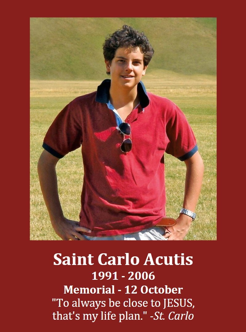 St. Carlo LAMINATED Prayer Card (3-pack) with Two Free Bonus Cards