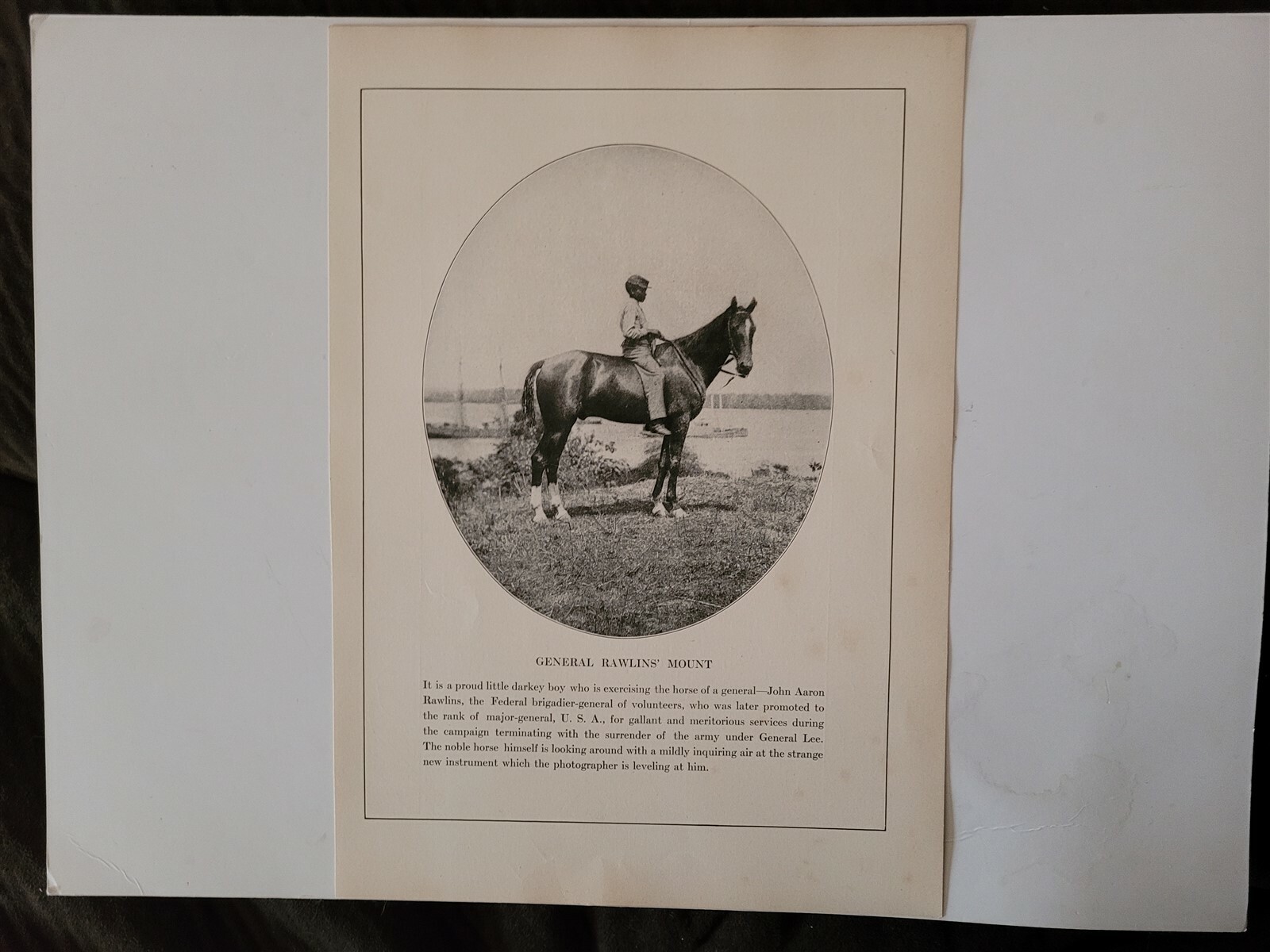 General John Aaron Rawlins Horse Mount 1911 Civil War Picture General John Aaron Rawlins Horse Mount 1911 Civil War Picture