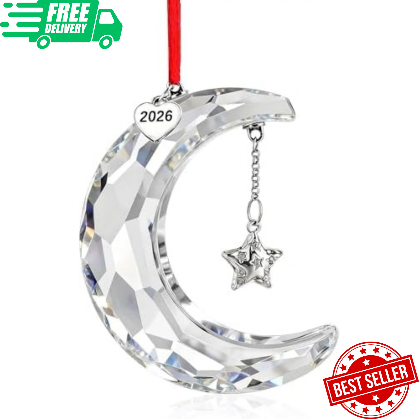 New in Original Box 100% SWAROVSKI Crystal Holiday Magic Moon Ornament