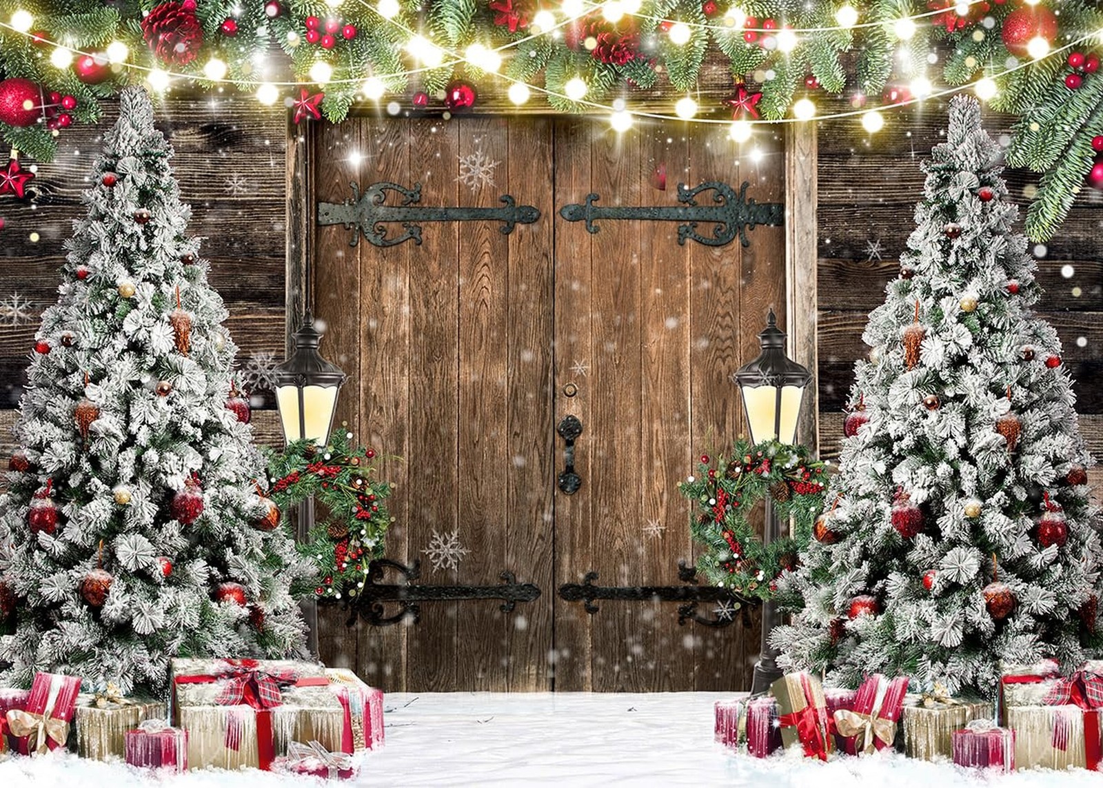 10X8FT Christmas Backdrop Rustic Christmas Photo Backdrop Holiday Banner F103