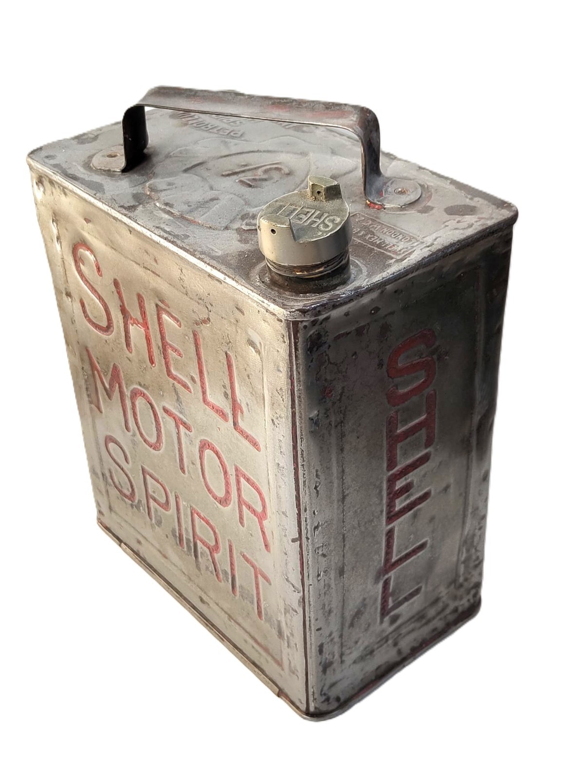 1946 Shell 2 Gallon Petrol Jerry Can With Original Lead-Zinc Alloy Cap 1946 Shell 2 Gallon Petrol Jerry Can With Original Lead-Zinc Alloy Cap
