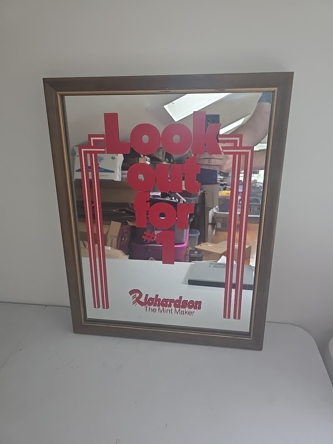 Vintage RICHARDSON Mints & Root Beer Glass Mirror Sign - VERY RARE Vintage RICHARDSON Mints & Root Beer Glass Mirror Sign - VERY RARE