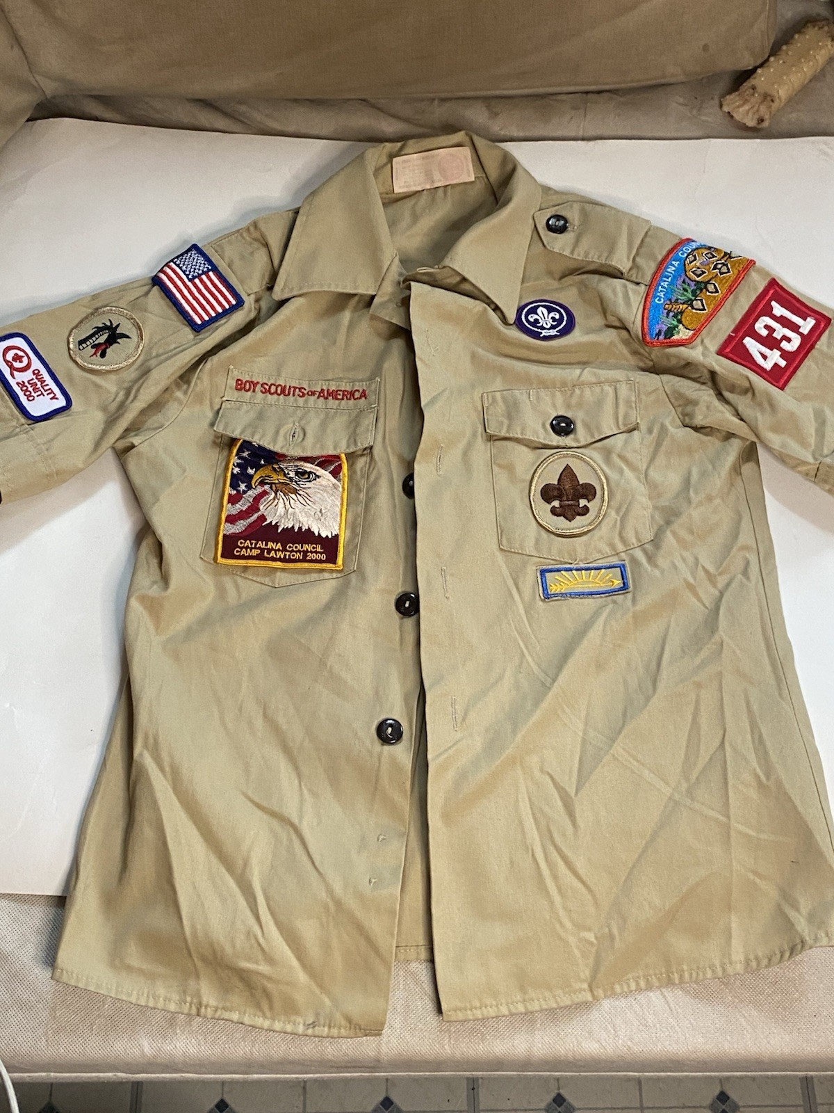 Vintage Boy Scouts BSA Shirt Youth M Catalina Council Patches USA Vintage Boy Scouts BSA Shirt Youth M Catalina Council Patches USA