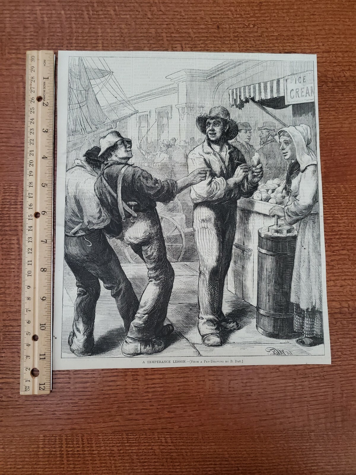 Harper's Weekly 1875 Sketch Print A TEMPERANCE LESSON B DAY Harper's Weekly 1875 Sketch Print A TEMPERANCE LESSON B DAY
