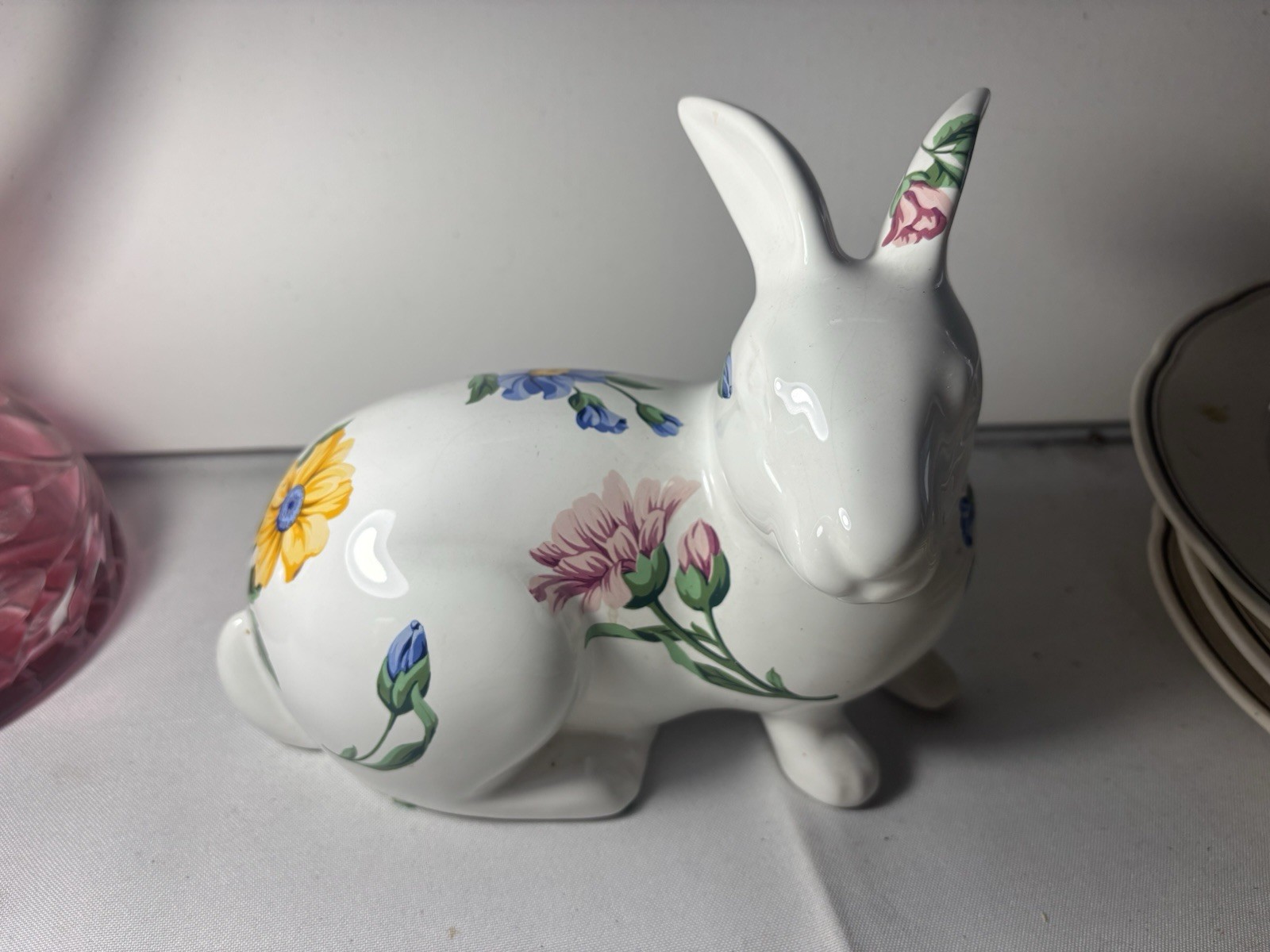 Vintage 1996 Tiffany & Co Ceramic Rabbit Figure Hand Painted Flowers Large 8” Vintage 1996 Tiffany & Co Ceramic Rabbit Figure Hand Painted Flowers Large 8”