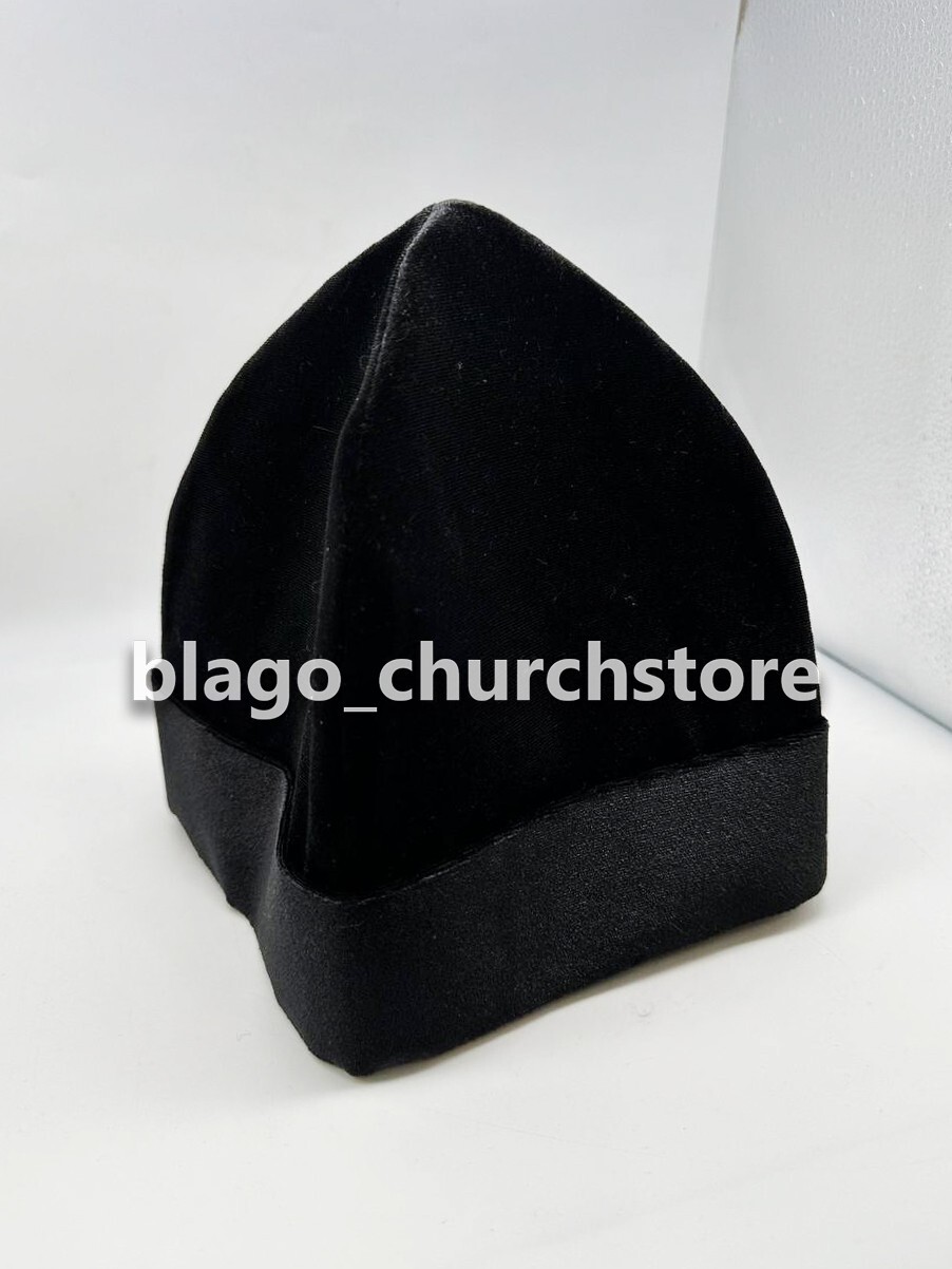 Black Orthodox Skufia Church Clerics Hat Velvet 23.22"/59 cm