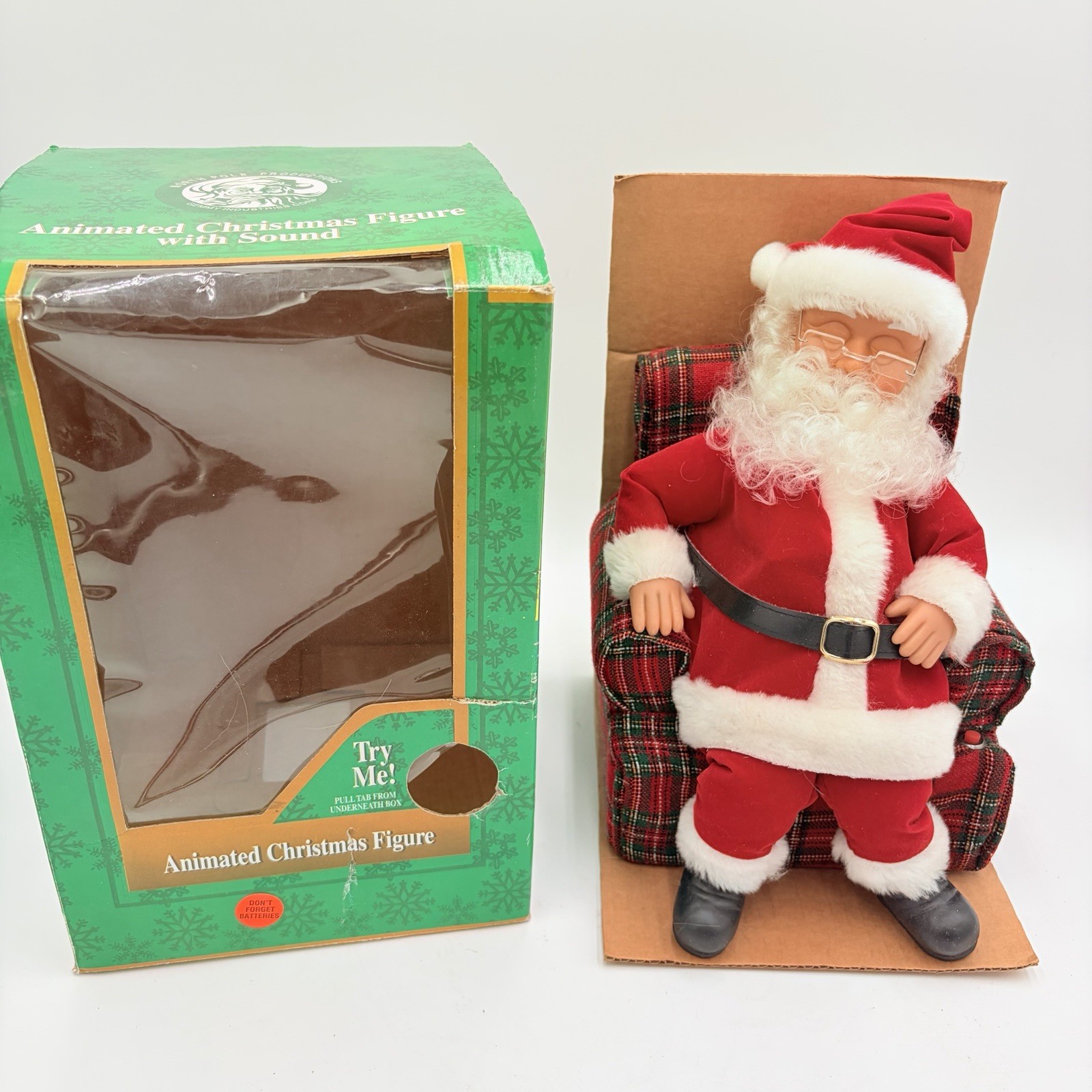 GEMMY 1996 Animated SNORING SANTA in Armchair North Pole Productions WORKS Box GEMMY 1996 Animated SNORING SANTA in Armchair North Pole Productions WORKS Box