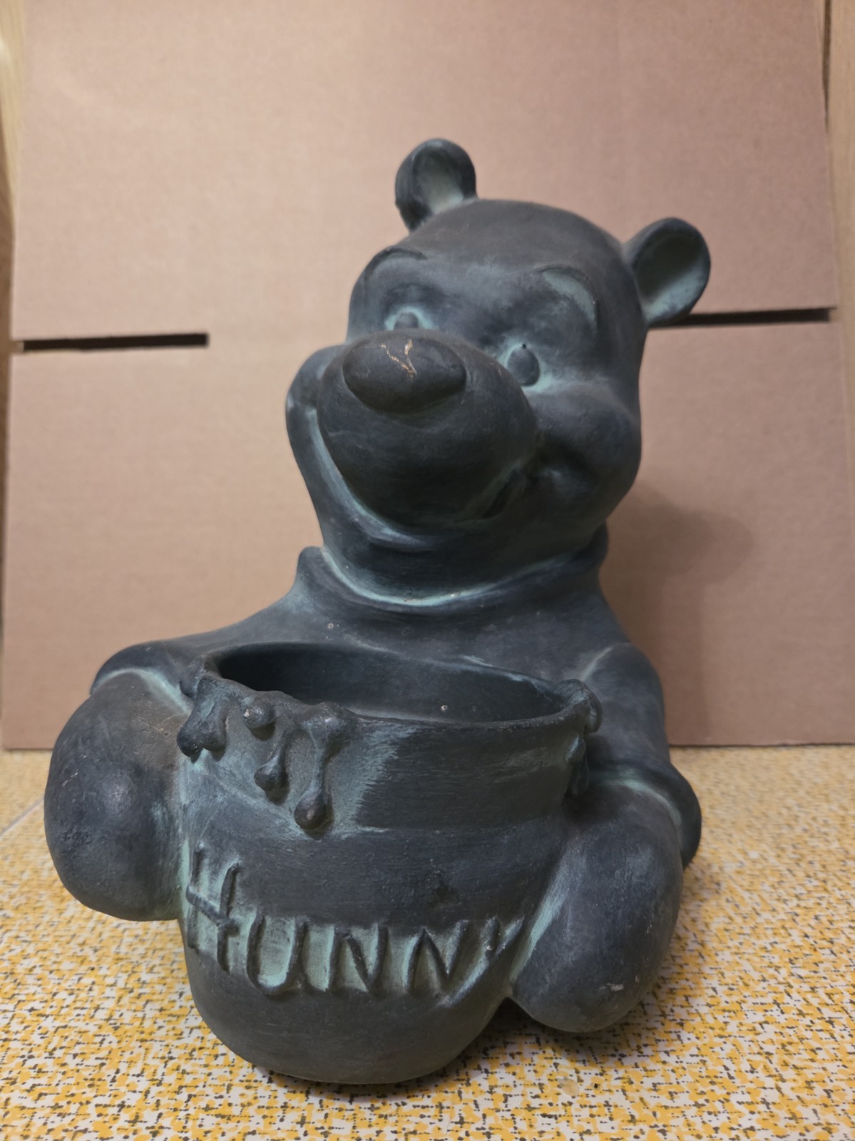 Vintage Winnie The Pooh Disney Wall Plaque Chalkware String Holder Flower Pot