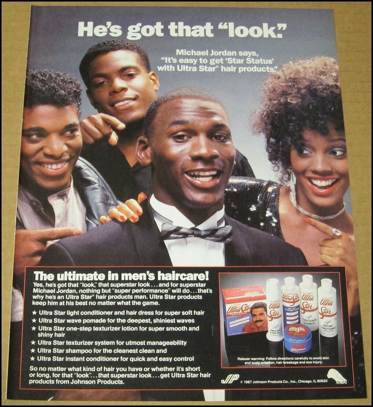 1988 Michael Jordan Ultra Star Hair Product Print Ad Advertisement Chicago Bulls