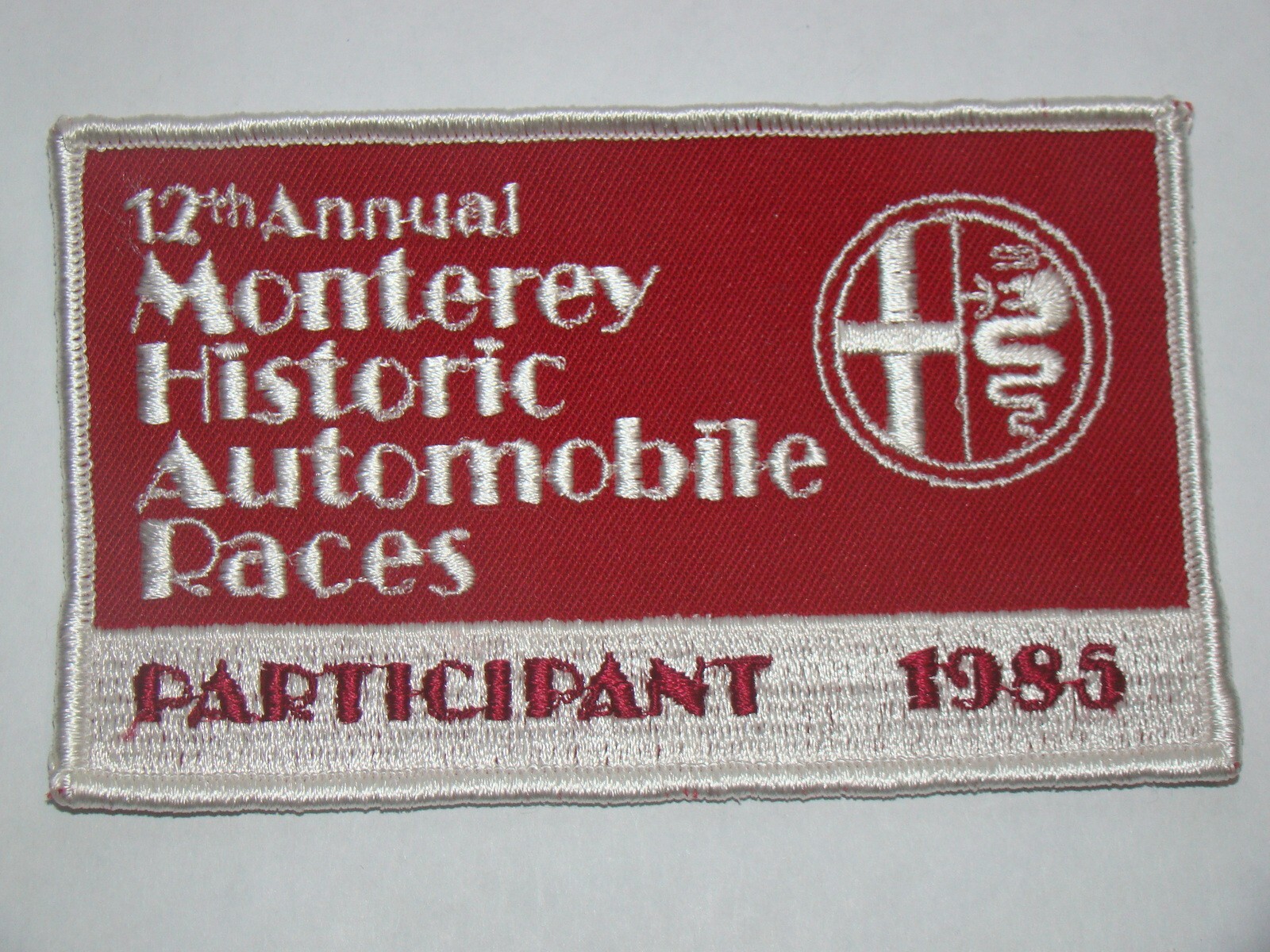 12th Annual Monterey Historic Automobile Race - 1985 PARTICIPANT Patch 12th Annual Monterey Historic Automobile Race - 1985 PARTICIPANT Patch
