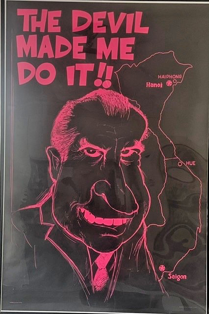 1972 ORIGINAL ANTI VIETNAM NIXON THE DEVIL MADE ME DO IT BLACK LIGHT POSTER RARE 1972 ORIGINAL ANTI VIETNAM NIXON THE DEVIL MADE ME DO IT BLACK LIGHT POSTER RARE
