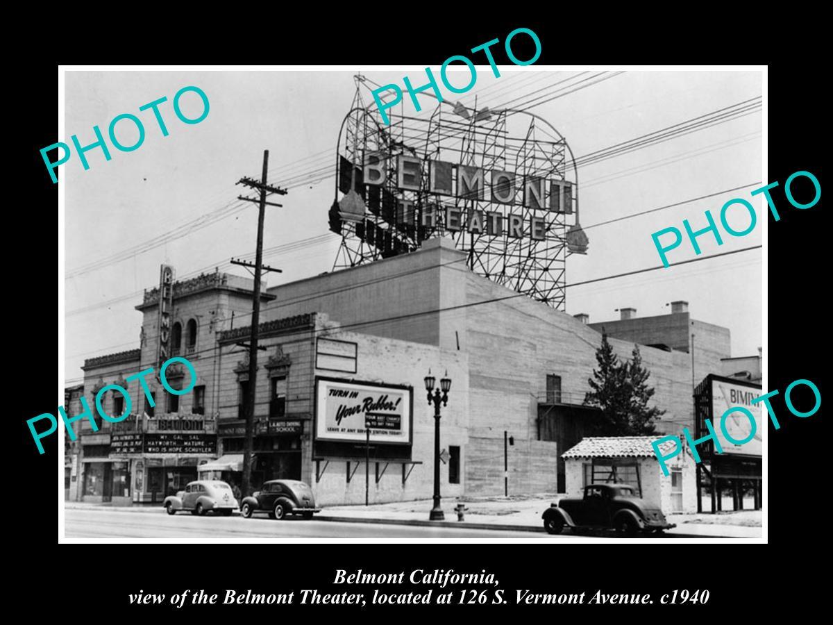 OLD LARGE HISTORIC PHOTO OF BELMONT CALIFORNIA VIEW OF THE BELMONT THEATRE 1940 OLD LARGE HISTORIC PHOTO OF BELMONT CALIFORNIA VIEW OF THE BELMONT THEATRE 1940