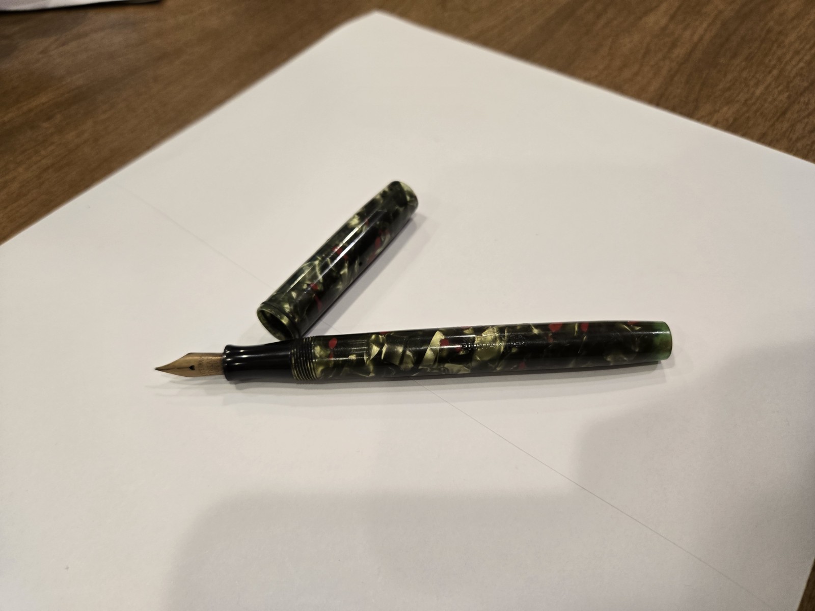 Waterman 3 Ideal Gold Nib Green Pearl Red Celluloid Fountain Pen 1930 Sold As Is Waterman 3 Ideal Gold Nib Green Pearl Red Celluloid Fountain Pen 1930 Sold As Is
