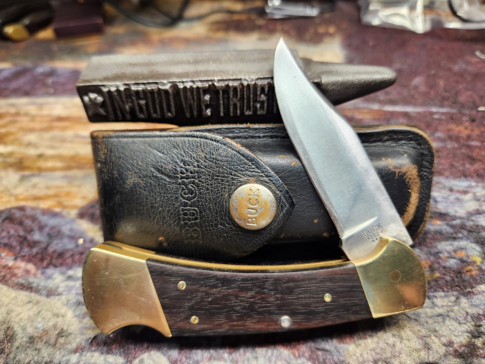 1971-1986 🔥 Vintage Buck USA 112 Lockback Folding Pocket Knife w/ sheath. 