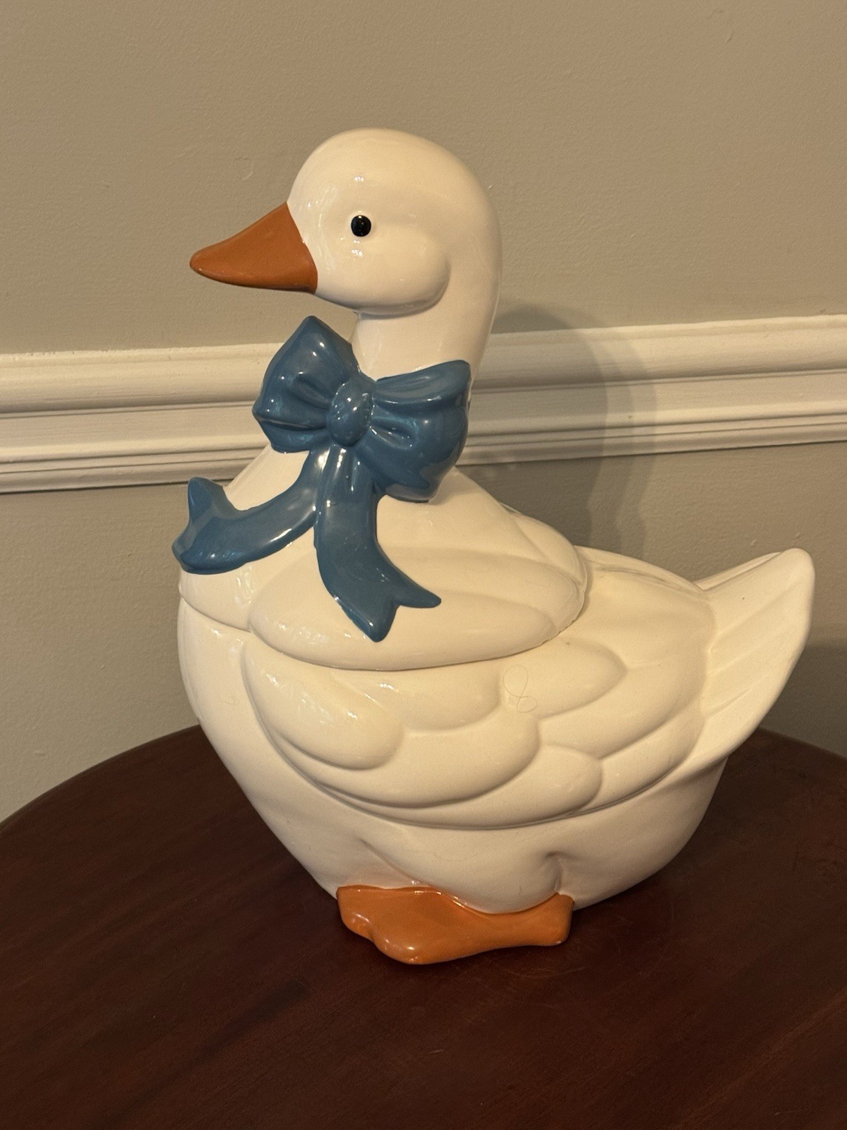 Vintage Mother Goose/Duck Cookie Jar Japan Ceramic 1980s Kitchen Decor 13” Vintage Mother Goose/Duck Cookie Jar Japan Ceramic 1980s Kitchen Decor 13”