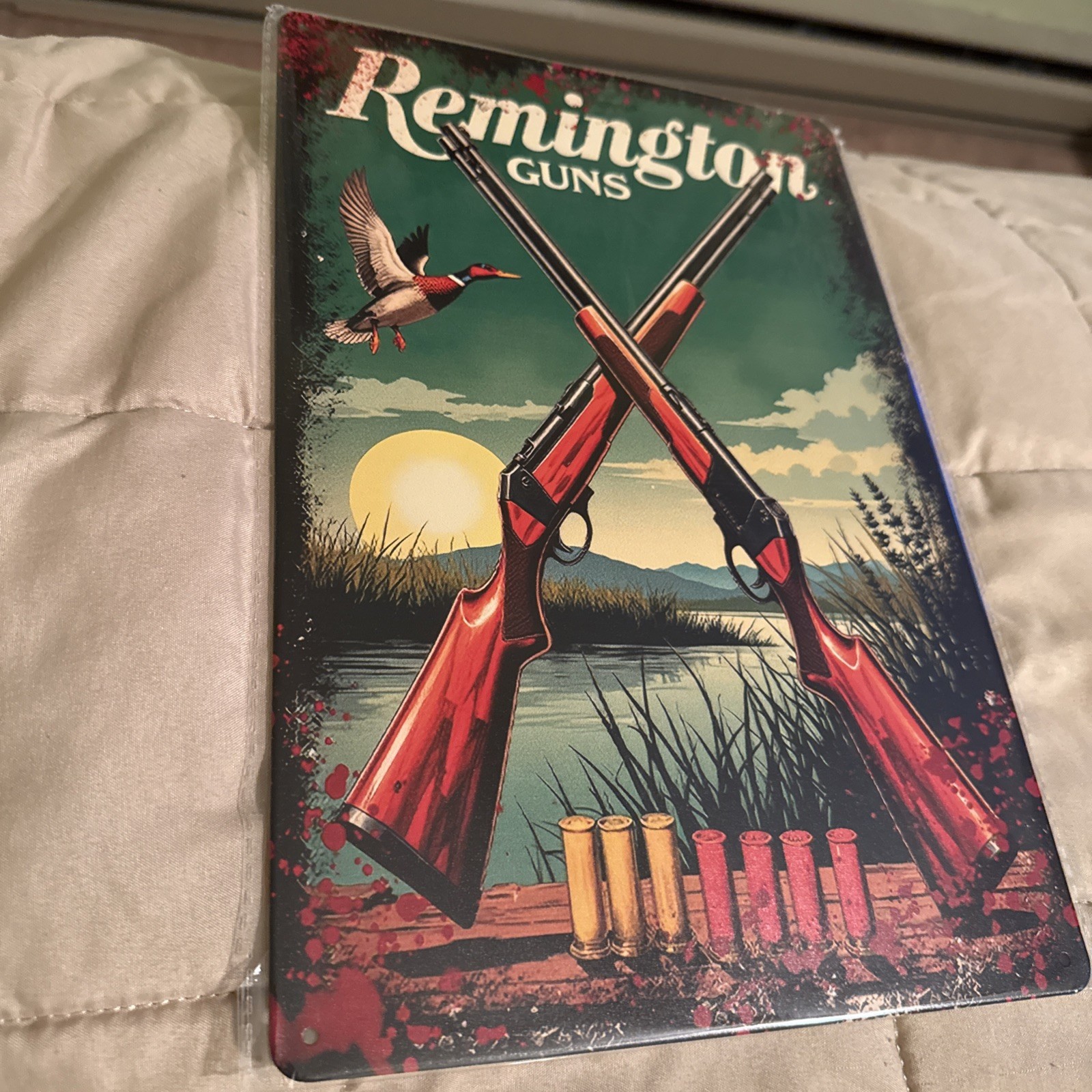 “Remington Guns” With Two Shot Guns  Reproduction Metal Tin 8”x12”