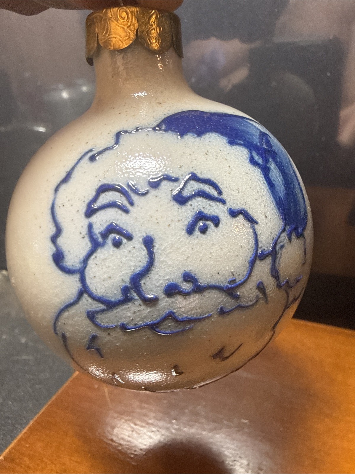 Vintage Salmon Falls Stoneware Salt Glaze Christmas Ornament Blueberry Vine Blue