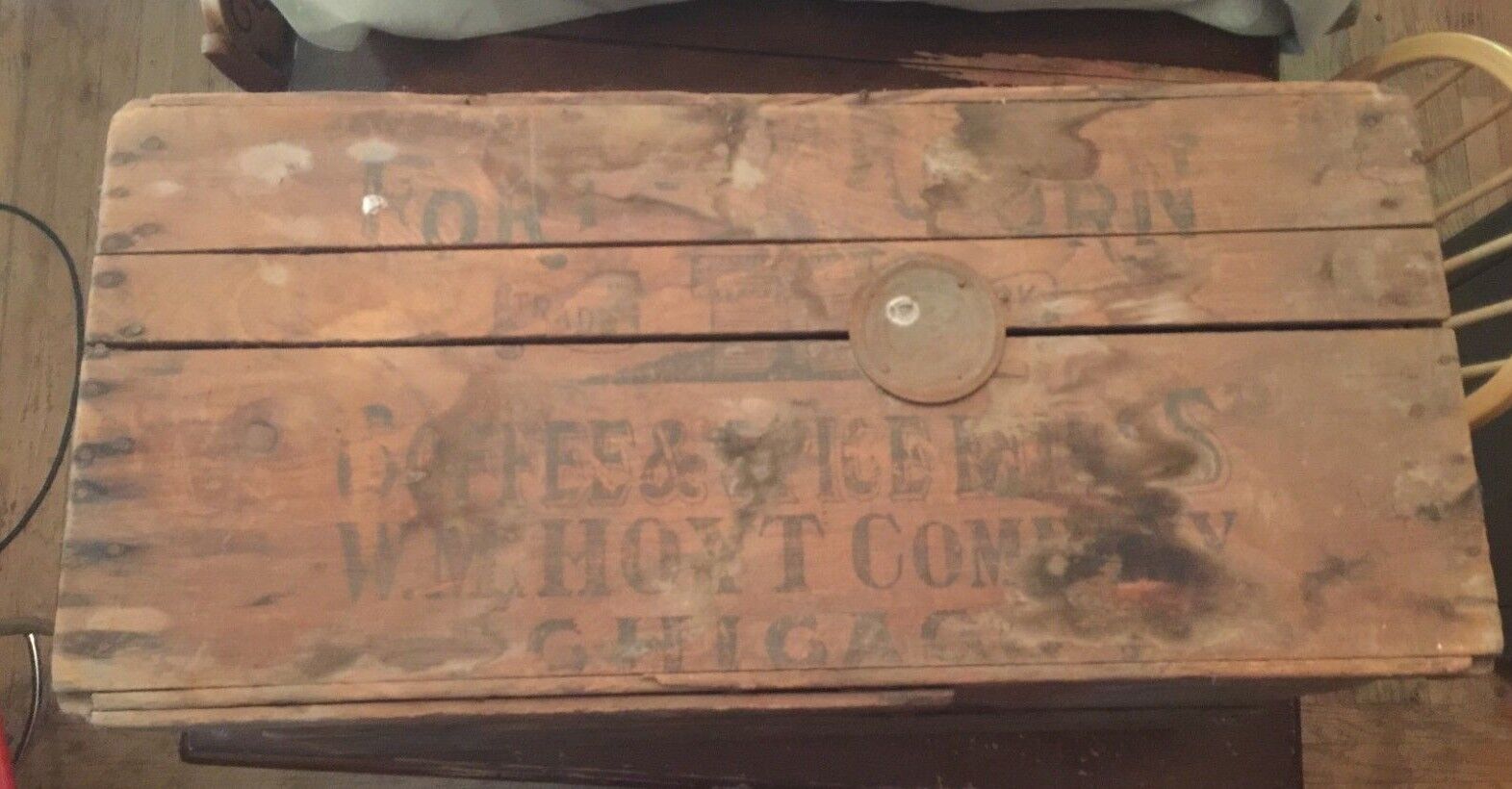 Antique Fort Dearborn Coffee and Ice Mills WM Hoyt Company Chicago Wooden Crate