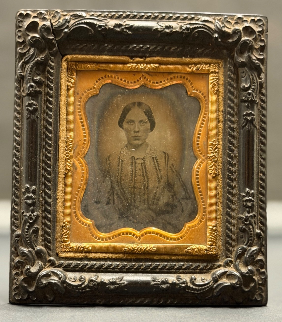 Antique Ninth Plate Daguerreotype Ambrotype Photo Ornate Thermoplastic Frame