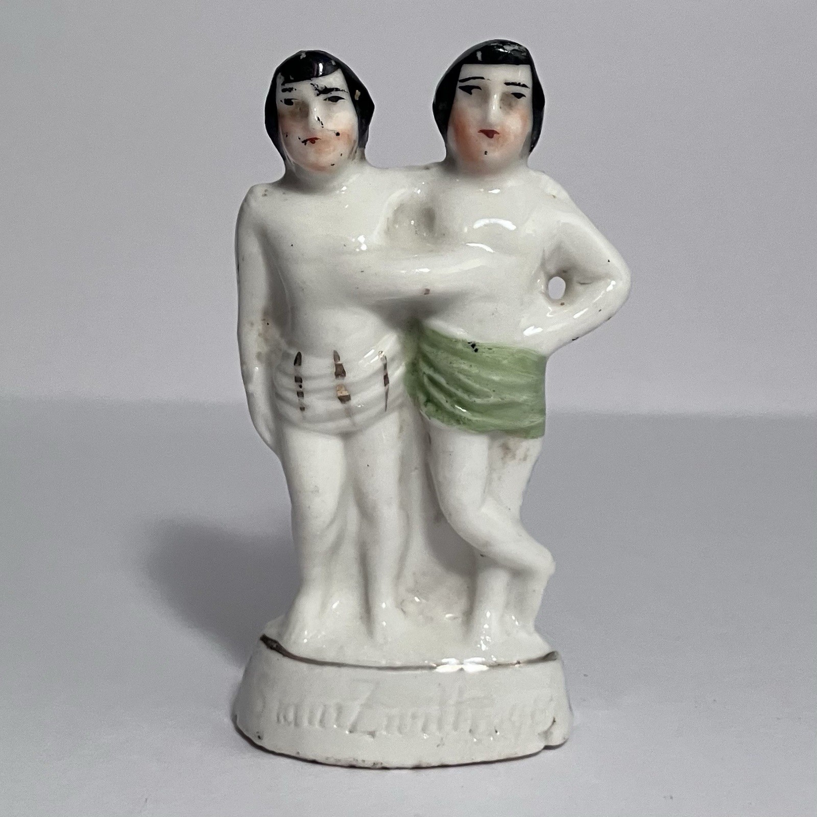 1860s SIAMESE TWINS German Figurine / CHANG & ENG BUNKER / Antique Souvenir 1860s SIAMESE TWINS German Figurine / CHANG & ENG BUNKER / Antique Souvenir