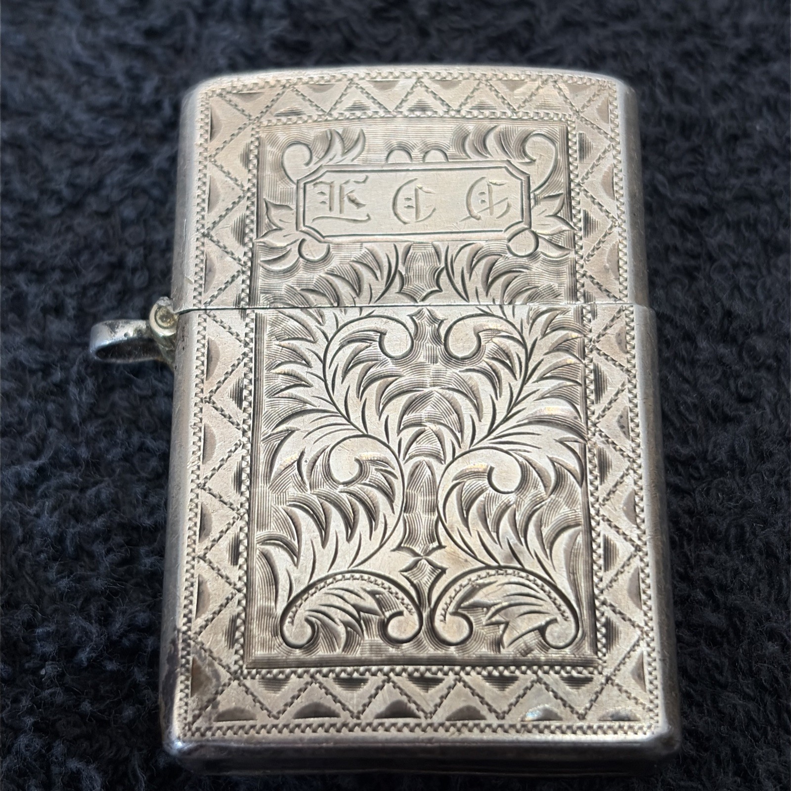 Vintage 950 Silver Lighter Rare Lanyard Loop Full Cover Scroll Work Zippo Insert Vintage 950 Silver Lighter Rare Lanyard Loop Full Cover Scroll Work Zippo Insert