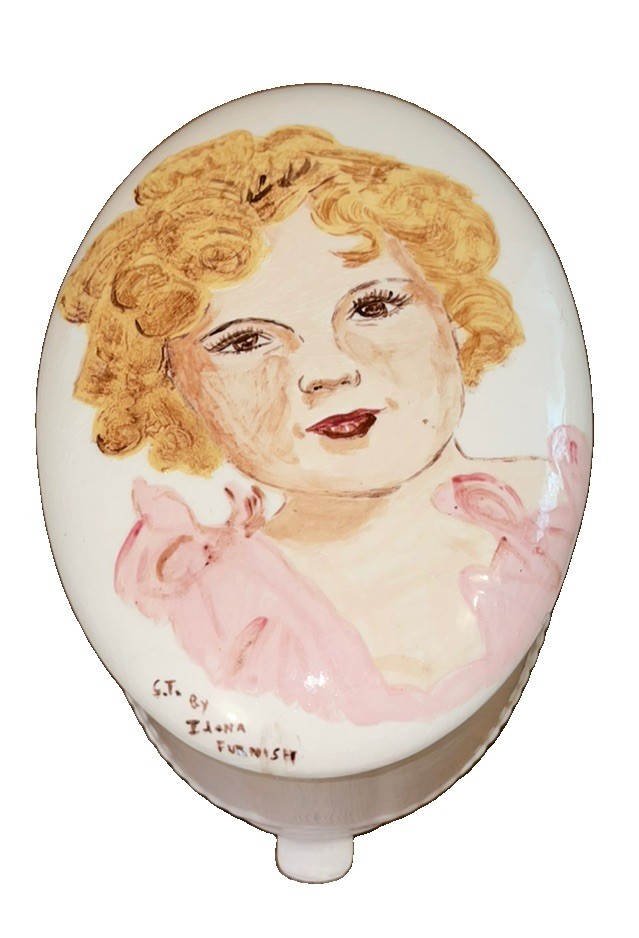 Rare Vintage hand painted Shirley Temple ceramic larger jewelry trinket box  Rare Vintage hand painted Shirley Temple ceramic larger jewelry trinket box 