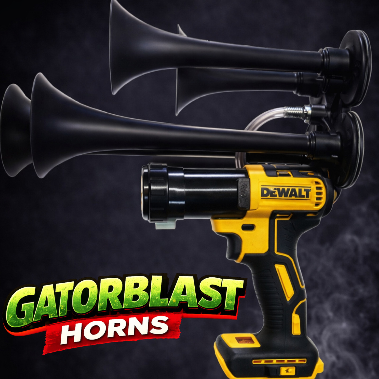 GatorBlast™ Horns For DeWalt Quad 4x Trumpet Train Impact Loud Boss REAL Metal GatorBlast™ Horns For DeWalt Quad 4x Trumpet Train Impact Loud Boss REAL Metal
