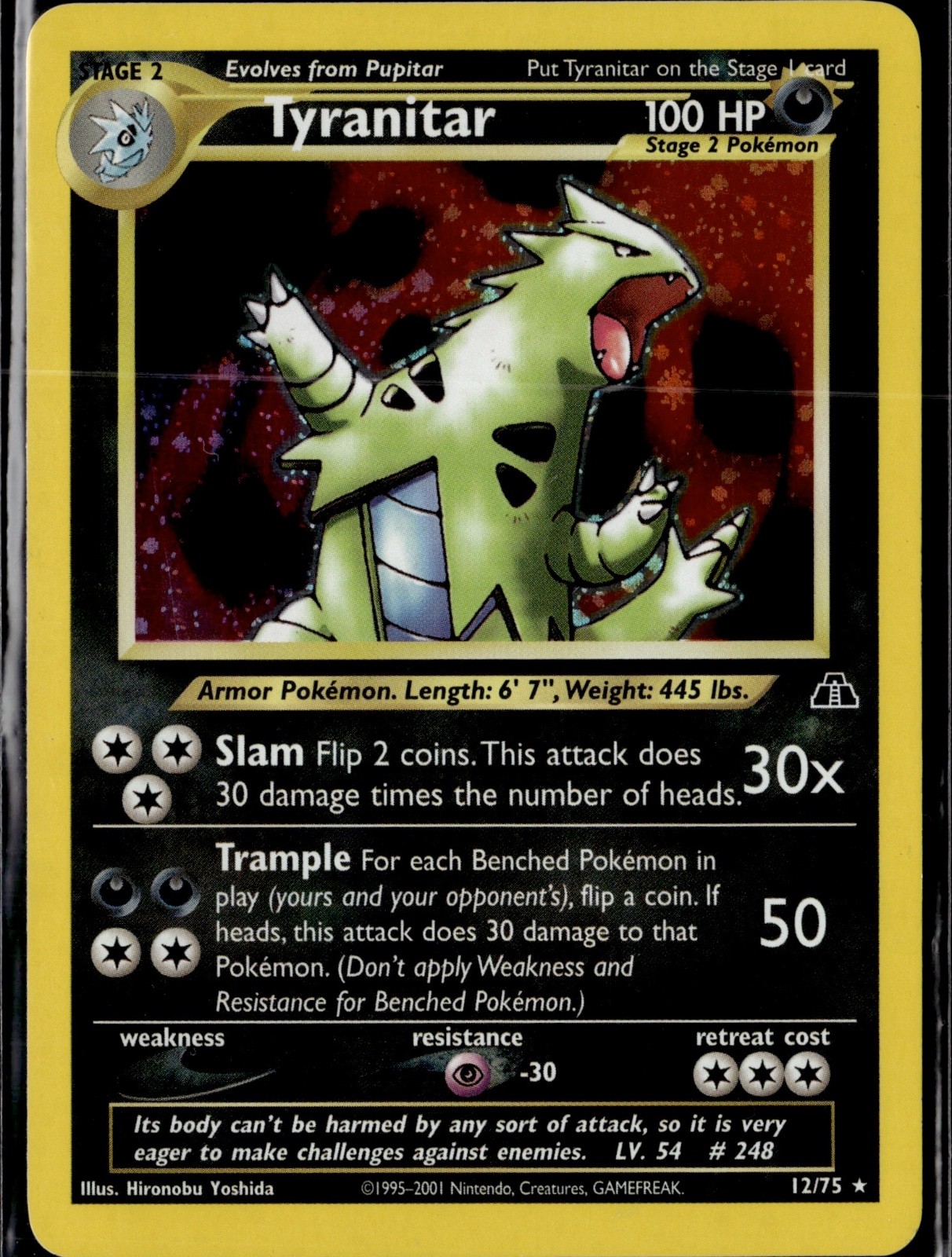 Tyranitar (12) Unlimited Holo Rare Neo Discovery 12/75 LP Tyranitar (12) Unlimited Holo Rare Neo Discovery 12/75 LP
