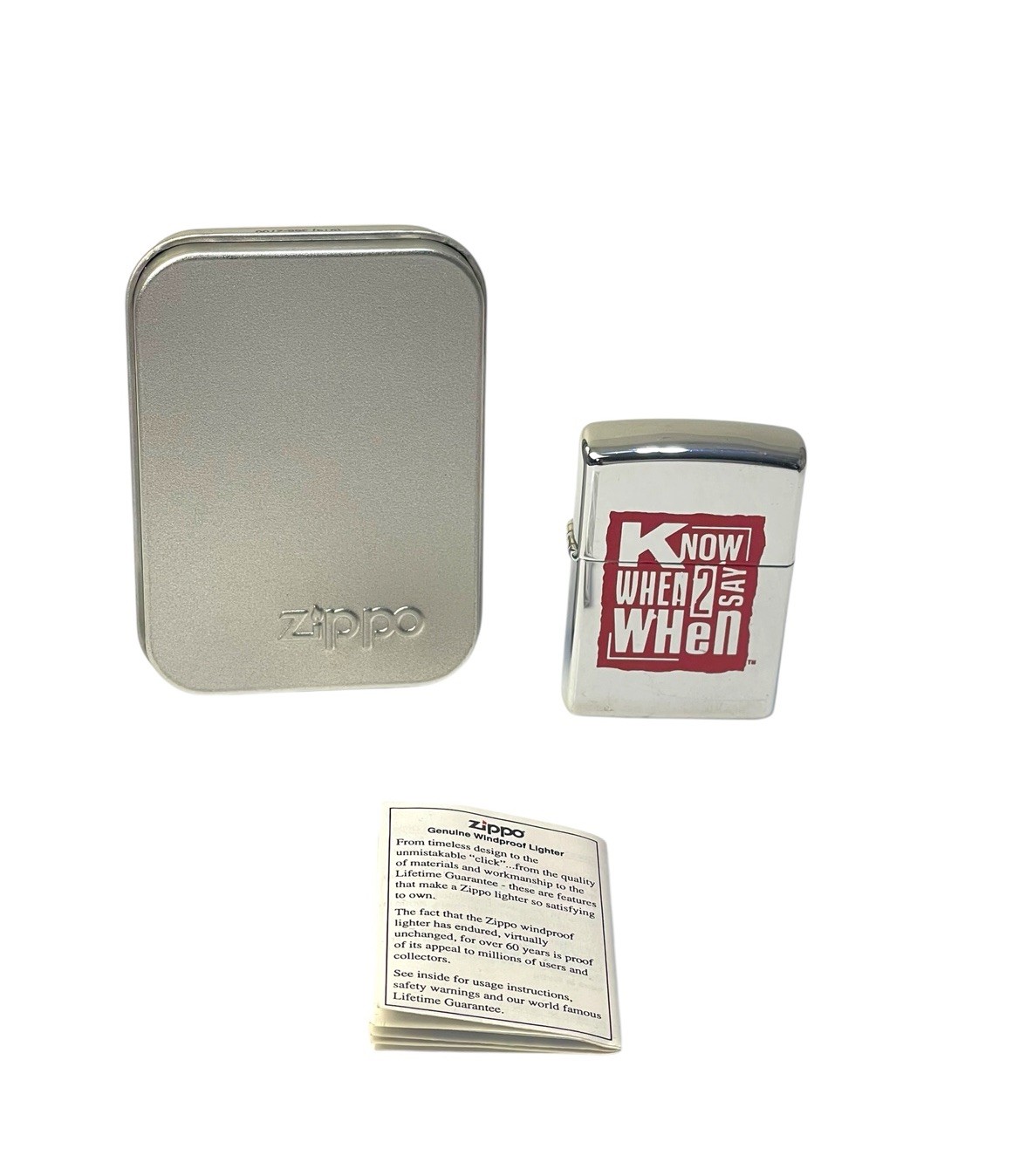Vintage 1996 Know When 2 Say When Zippo Lighter NEW With Box USA Vintage 1996 Know When 2 Say When Zippo Lighter NEW With Box USA