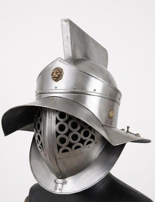 Medieval Warrior 18G Fabri Armor Murmillo Gladiator Helmet-Wooden Display Stand Medieval Warrior 18G Fabri Armor Murmillo Gladiator Helmet-Wooden Display Stand