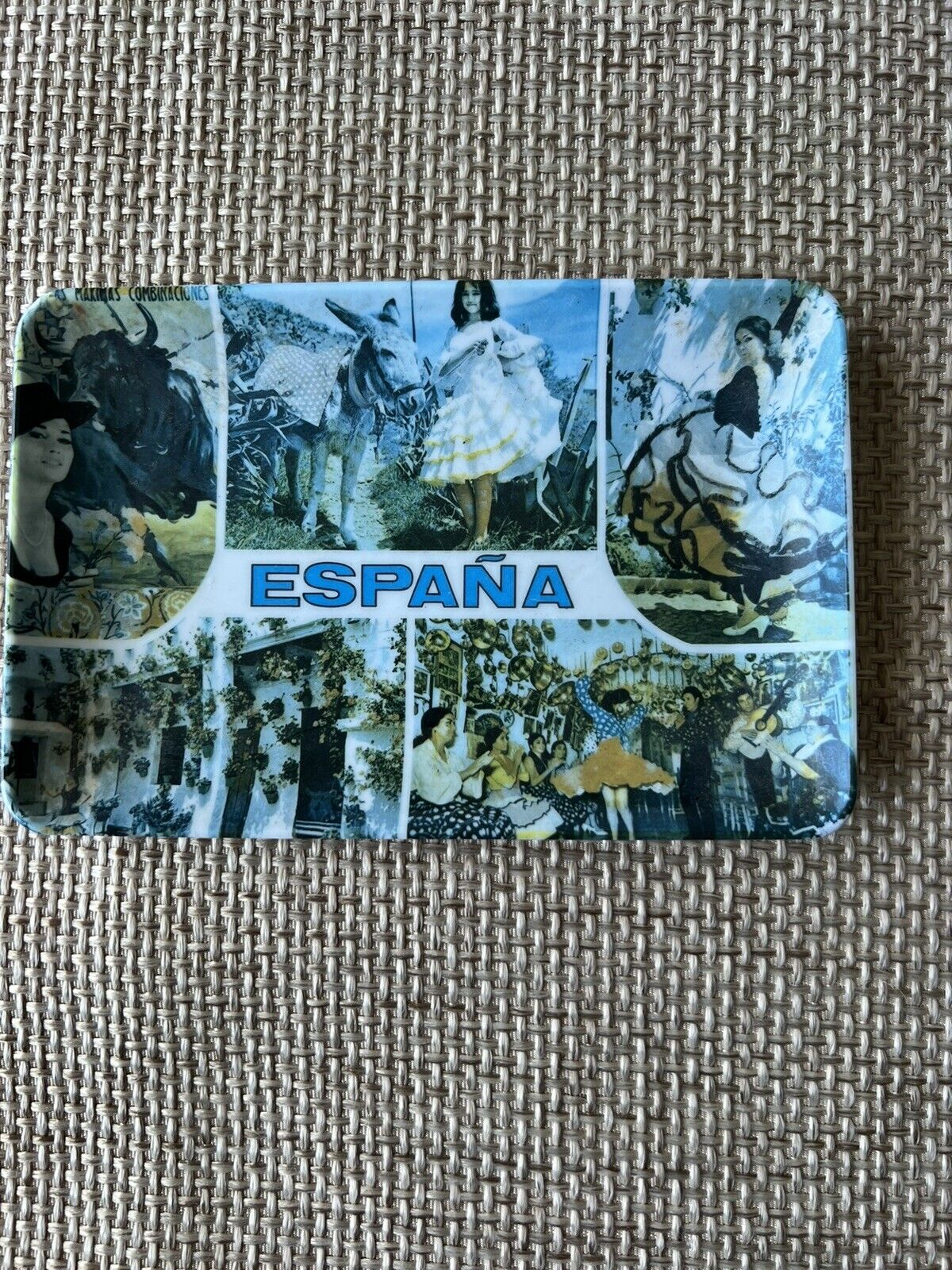 Vintage Spain Souvenir Plastic Trinket Tray 5 1/2 X 3 1/2” A1