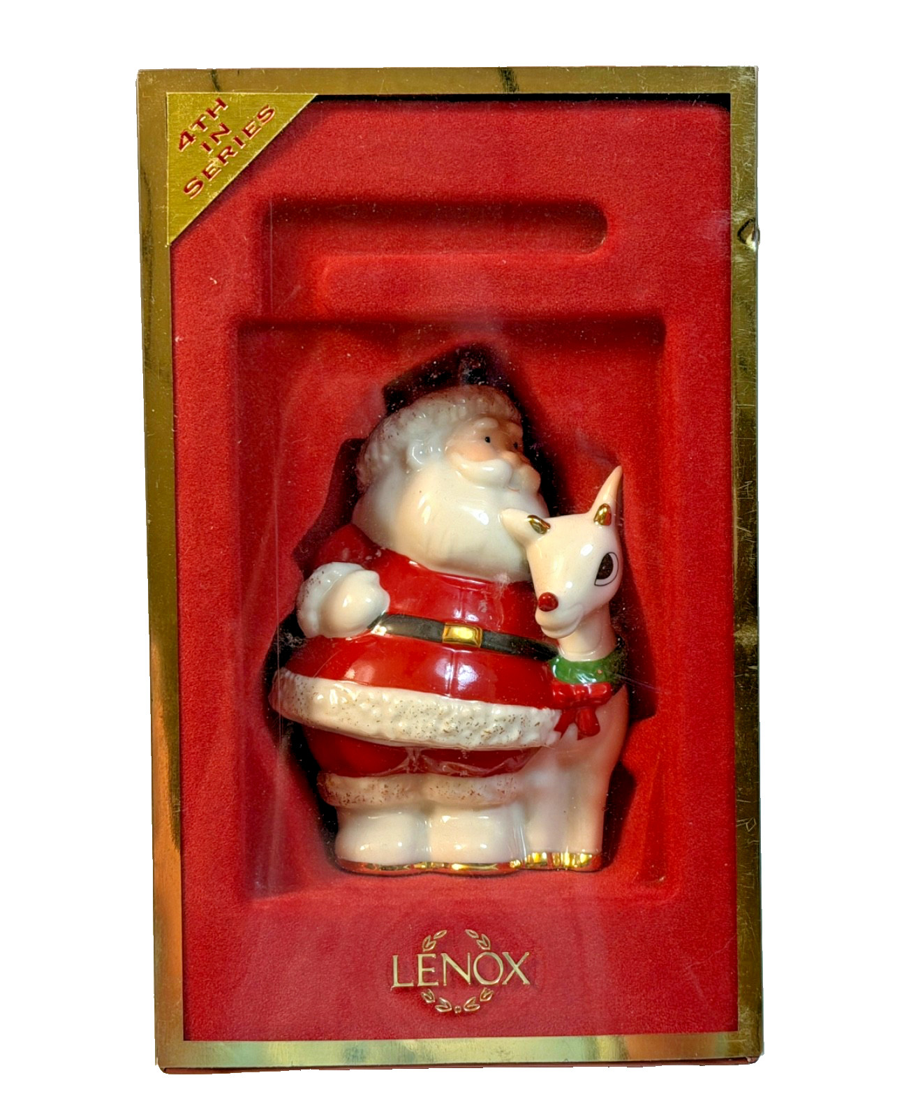 LENOX 2004 Rudolph with Santa 4th Series Christmas Ornament w/ Box