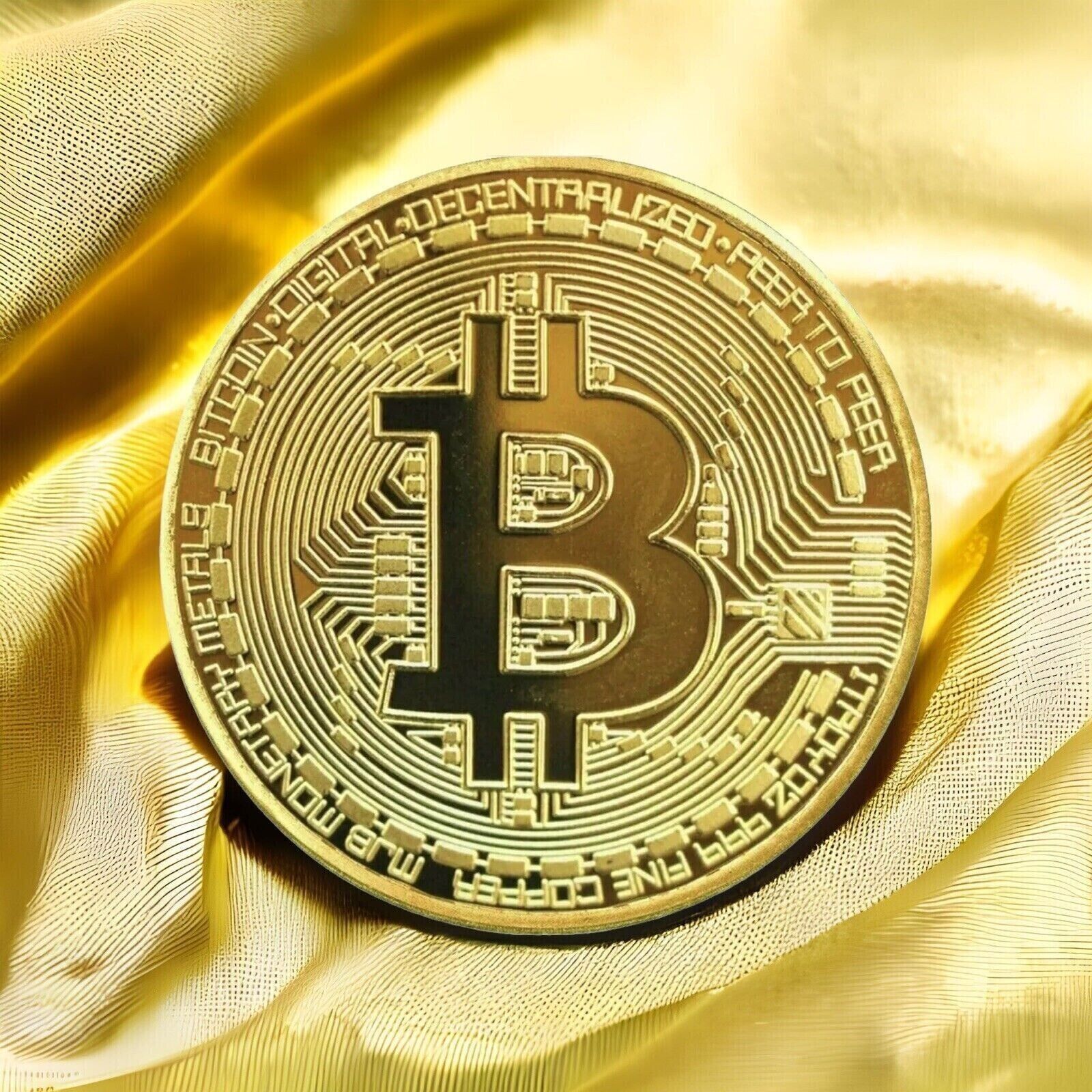 Gold Plated Bitcoin - Physical Metal Coin - BTC Cryptocurrency Collector Item