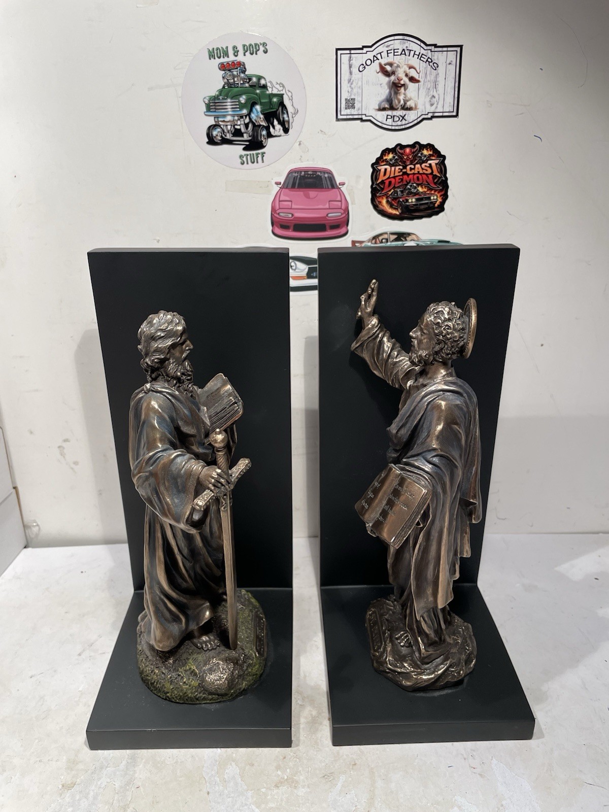 Vintage St. Paul & St. Peter Cold Cast Bronze Finish Book Ends. Catholic 9.25” J Vintage St. Paul & St. Peter Cold Cast Bronze Finish Book Ends. Catholic 9.25” J